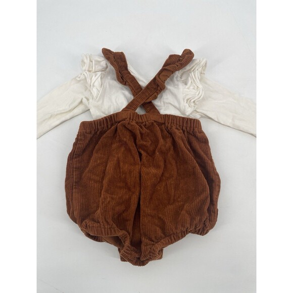 Ruffle Corduroy Romper Brown One Piece Set Holiday Fall 18-24 Month - Picture 5 of 14